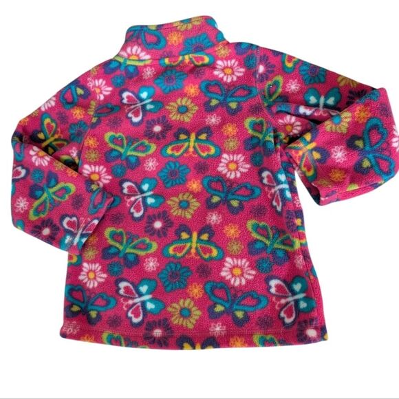 Arizona Y2K Hot Pink Floral‎ Print Fleece Pullover Jacket Size 4 Small - Picture 5 of 6